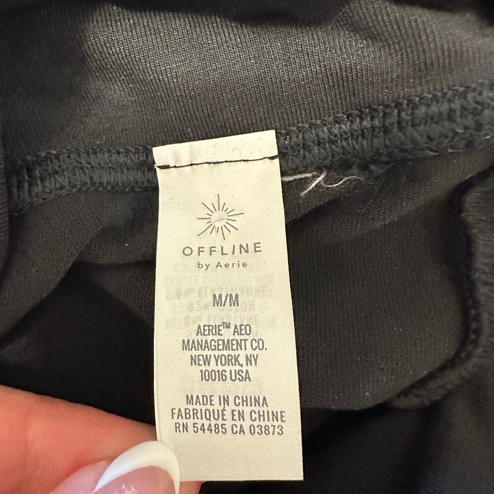 Aerie Offline OG Foldover Super Flare Hi-Rise Pants Washed Black Sz Medium NWOT - Picture 4 of 8